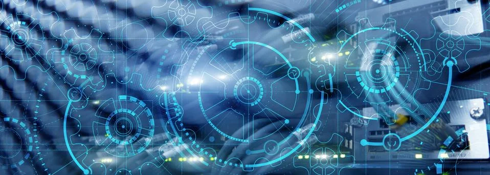 High Performance. Gear wheel on Supercomputer Background. Stock Illustration