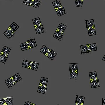 High performance graphics card gaming pc vector seamless pattern イラスト素材