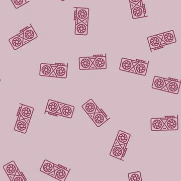High performance graphics card gaming pc line seamless pattern イラスト素材