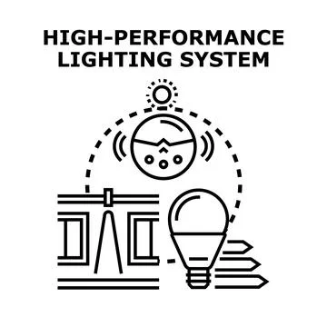 High performance lighting system icon concept drawing Ilustración de archivo
