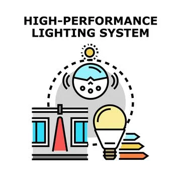 High performance lighting system icon concept drawing Ilustración de archivo
