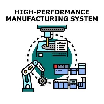 High performance manufacturing system automating production processes Stock Illustration