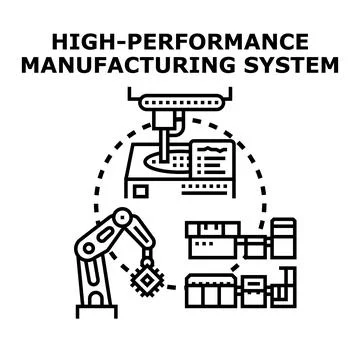 High performance manufacturing system automating production processes Stock Illustration
