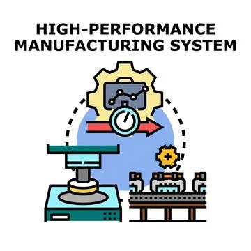High performance manufacturing system optimizing industrial production proces Stock Illustration