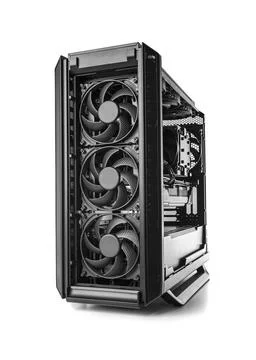 A high-performance PC case with three large front fans Stock Photos
