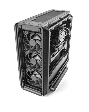 A high-performance PC case with three large front fans Stock Photos