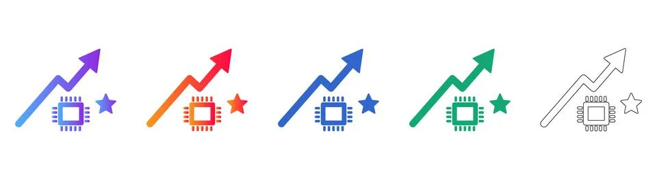 High Performance Processor Growth Icon Set Stock Illustration
