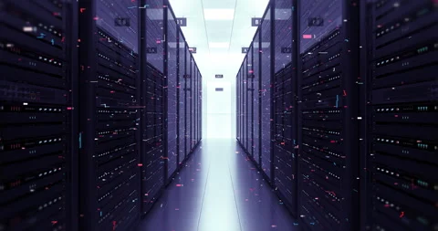High-Performance Server Room Surrounded by Computer Racks. Stock Footage 326805516