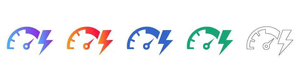 High Performance Speedometer Power Icon Set 스톡 일러스트