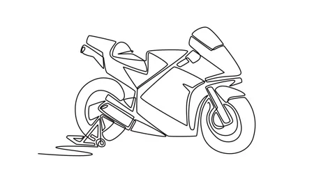High-performance sport motorcycle on paddock stand. Aerodynamic fairing Stock Footage 332599731