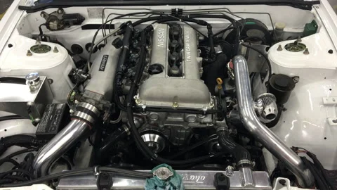 High Performance Tuner Turbo Engine Bay Close-Up Stock Footage 332268922