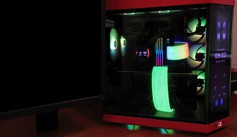 High performance workstation computer for AI processing and data storage Stock Photos