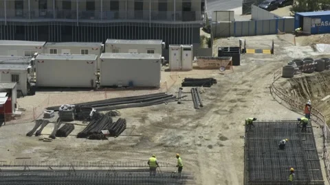High perspective timelapse of a busy construction site Stock Footage 246312517