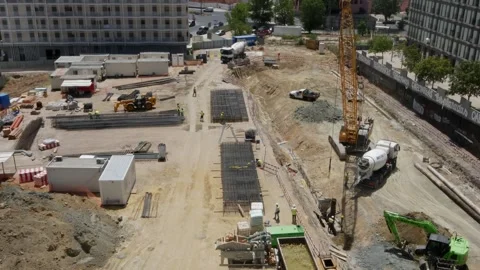 High perspective timelapse of a busy construction site Stock Footage 246389701
