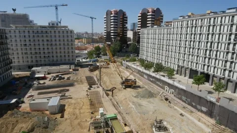 High perspective timelapse view of a busy construction site Stock Footage 245911724