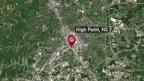 High Point City Map Zoom (NC, USA) from Space to Earth Stock Footage 295690818