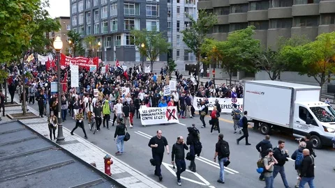 High point of view of a protest Stock Footage 92440984