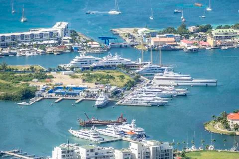 High point view of simpson bay city on sint maarten Stock Photos