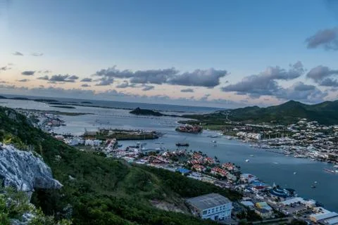 High point view of Simpson bay on dutch sint maarten Stock Photos