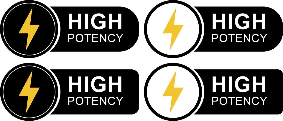 High Potency Power Warning Label with Lightning Bolt Stock Illustration
