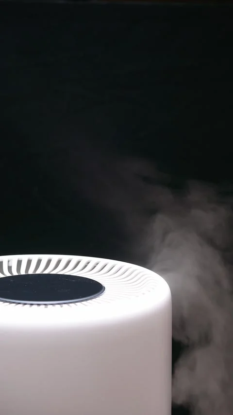 A high-power air purifier in operation at vertical composition Stock Footage 306223546