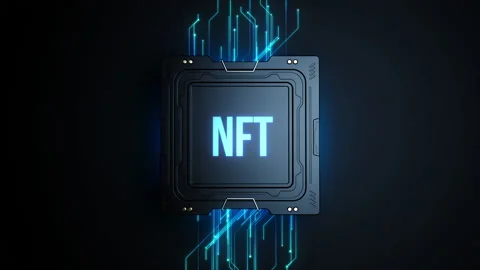High power cpu with a header on the lid of the NFT. concept animation on the  Stock Footage 223133081