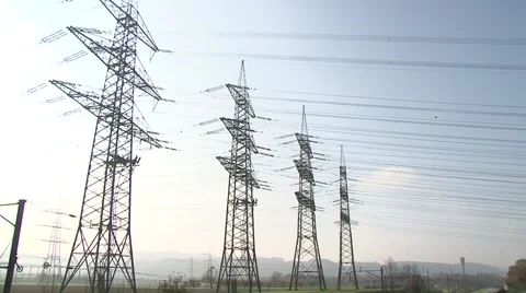 High power pylons 14 Stock Footage 1038229