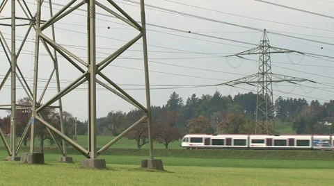 High power pylons 2 Stock Footage 1037999