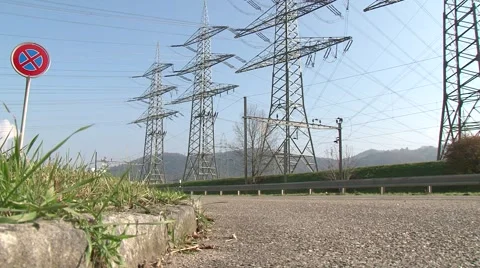 High power pylons 21 Stock Footage 1038326