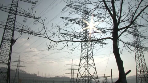 High power pylons 26 Stock Footage 1038352