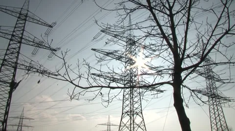 High power pylons 27 Stock Footage 1038368