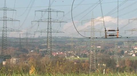 High power pylons 29 Stock Footage 1038416