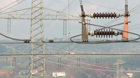 High power pylons 3 Stock Footage 1038097