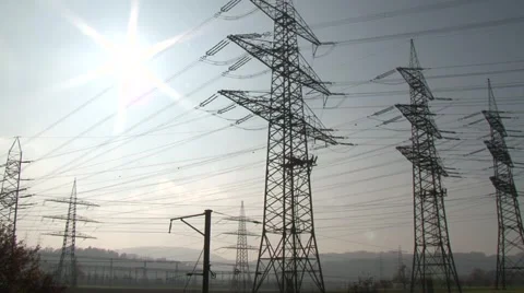 High power pylons 31 Stock Footage 1038482