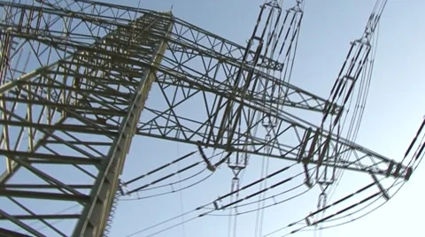 High power pylons 4 Stock Footage 1038138