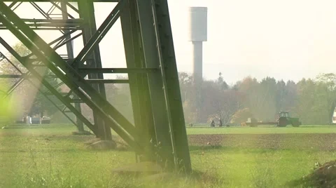 High power pylons 7 Stock Footage 1038124