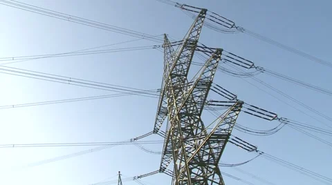 High power pylons 8 Stock Footage 1038131