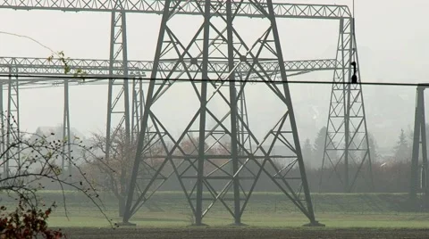 High power pylons 9 Stock Footage 1038160