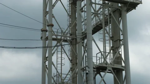 High Power Telecommunications Tower 4K Stock Footage 220130364