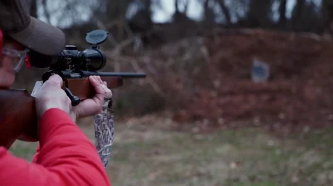 High powered rifle being fired Video stock 46031949