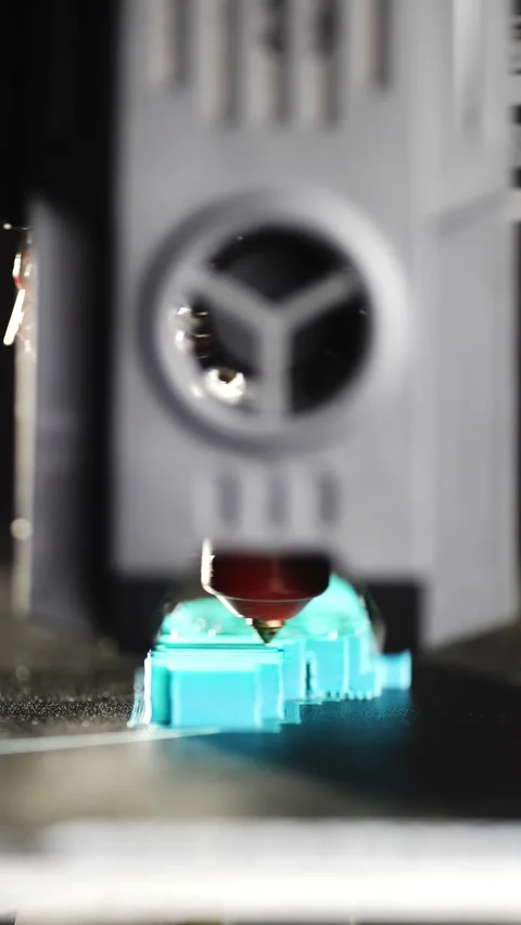 High-precision 3D printer shaping a plastic model in real-time printing process Stock Footage 325570088