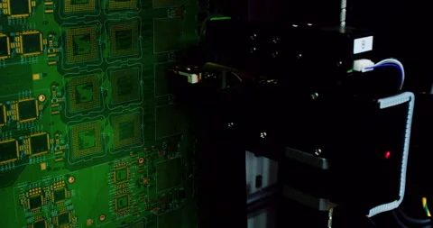 High-precision automated machine for mounting electronic components Stock Footage 332892817