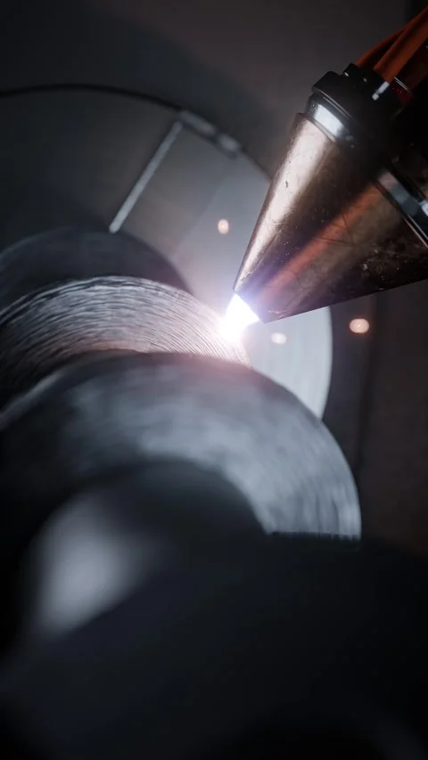 High-precision CNC 3D printing process of a large metal auger using a rotar.. Stock Footage 308535468