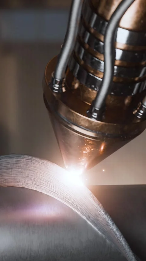 High-precision CNC 3D printing process of a large metal auger using a rotar.. Stock Footage 308855862