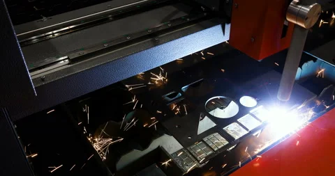 High precision CNC laser cutting metal sheet. Modern technologies allow to Stock Footage 87875461