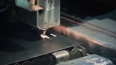 High precision CNC laser cutting metal sheet. Clip. Modern technologies allow to Stock Footage 105504385