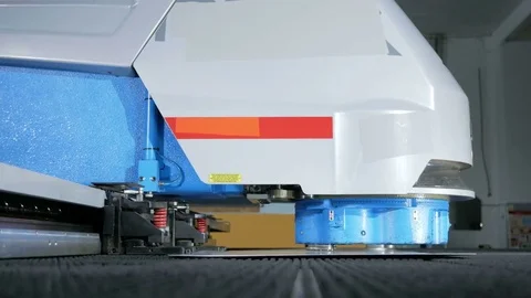 High precision CNC Punching machine for sheet metal. Fast moving parts and Stock Footage 71645752