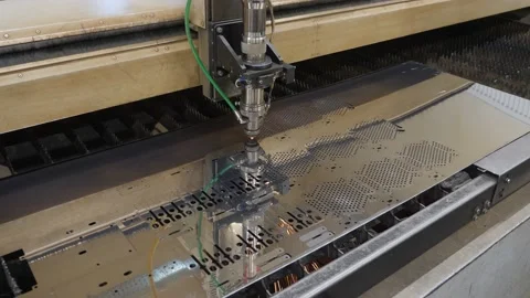 High precision cutting machine metal part. Modern machine laser metal sheet cnc 動画素材 172378358