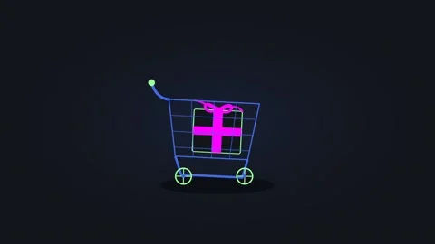 High Precision Ecommerce Shopping Cart with Gift Box for Digital Retail and.. Stock Footage 347338596