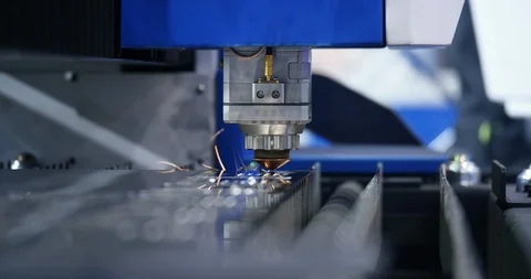 High Precision Laser Cut Electronic Robotics Weld. Metal Cut. Stock Footage 107458163